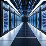 ** "Quantum Key Distribution (QKD) system in operation, futuristic data center, scientists monitoring secure communication, emphasis on light and quantum entanglement."

**