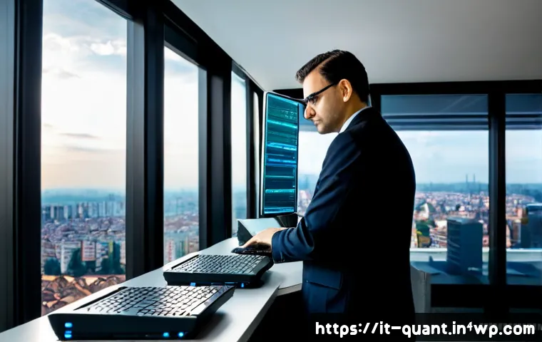 양자 보안 기술의 활용 가능성과 한계 - Photorealistic Italian financial cybersecurity office in Milan, a security analyst reviewing a quant...